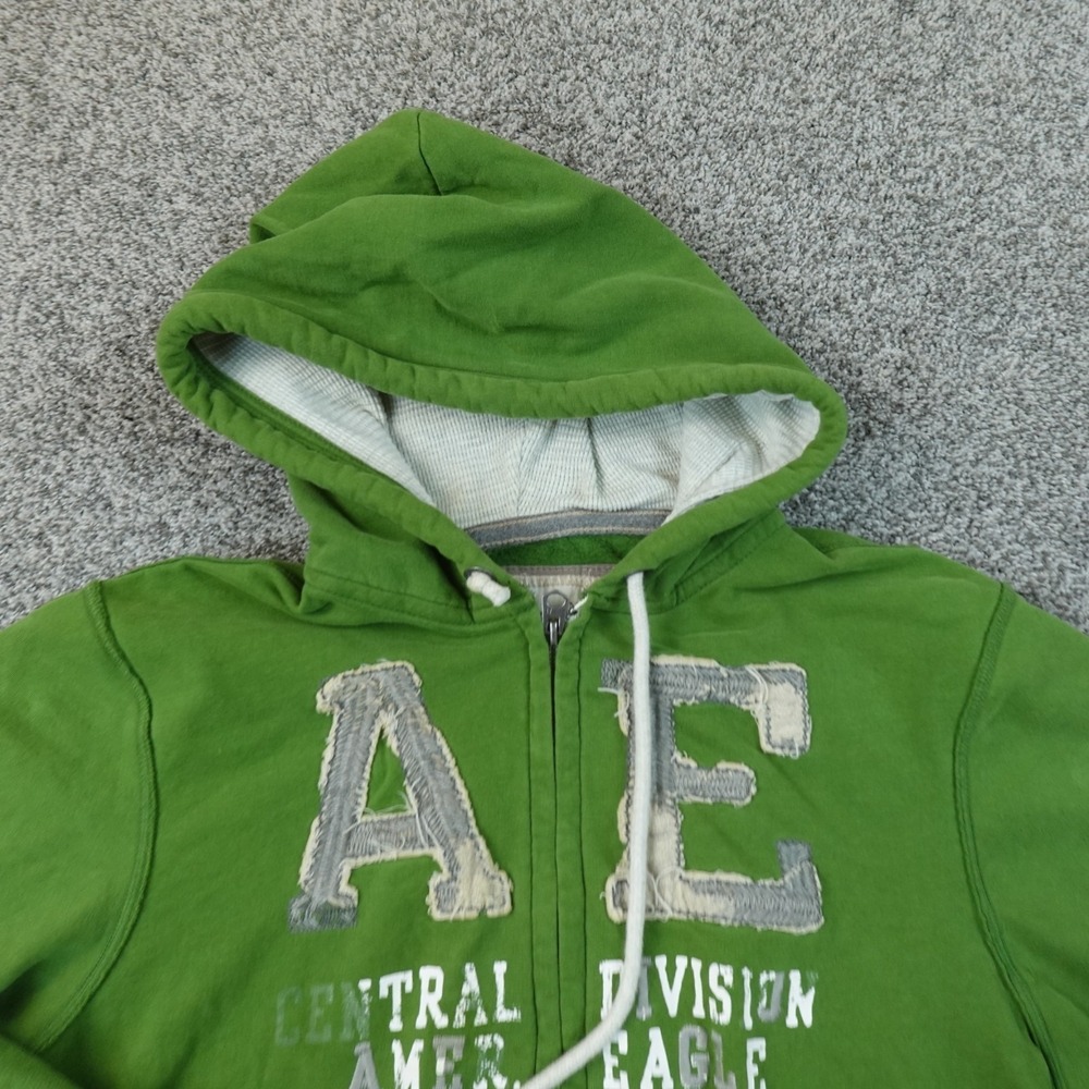 VTG American Eagle Hoodie Mens XL Green Full Zip Thermal Hood Sweatshirt Y2K 00s - Picture 2 of 10